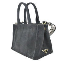 Prada Canapa Convertible Tote Canvas Black Canvas Tote Bag Bag (Authentic Pre-Loved)