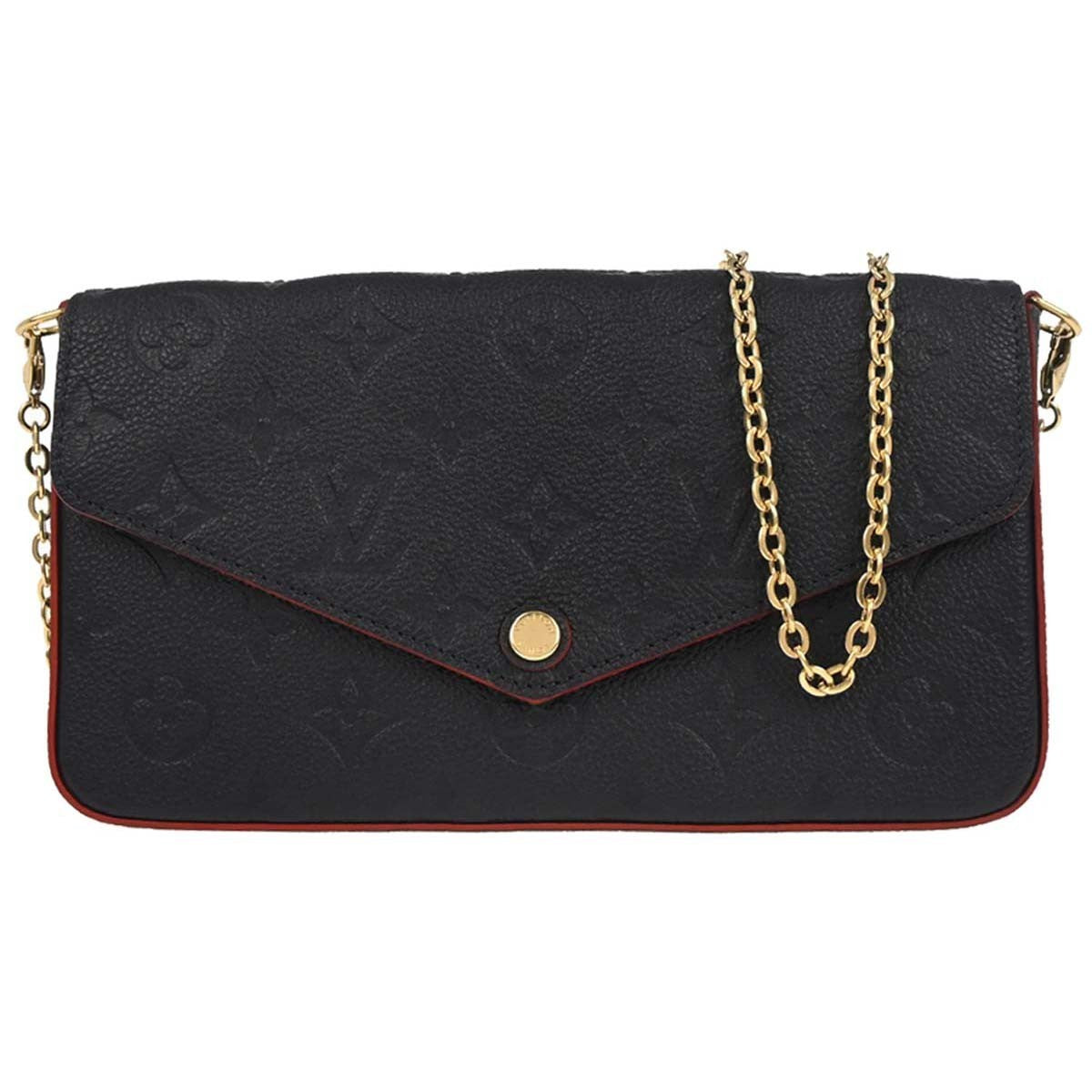 Louis Vuitton Felicie Pochette Monogram Empreinte Leather Navy Leather Clutche & Pouche Bag (Authentic Pre-Loved)