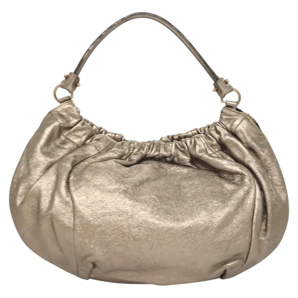 Salvatore Ferragamo Vala Shoulder Bag Leather Gold Leather Shoulder Bag Bag (Authentic Pre-Loved)