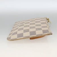 Louis Vuitton Neverfull Pochette Damier White Canvas Clutche & Pouche Bag (Authentic Pre-Loved)