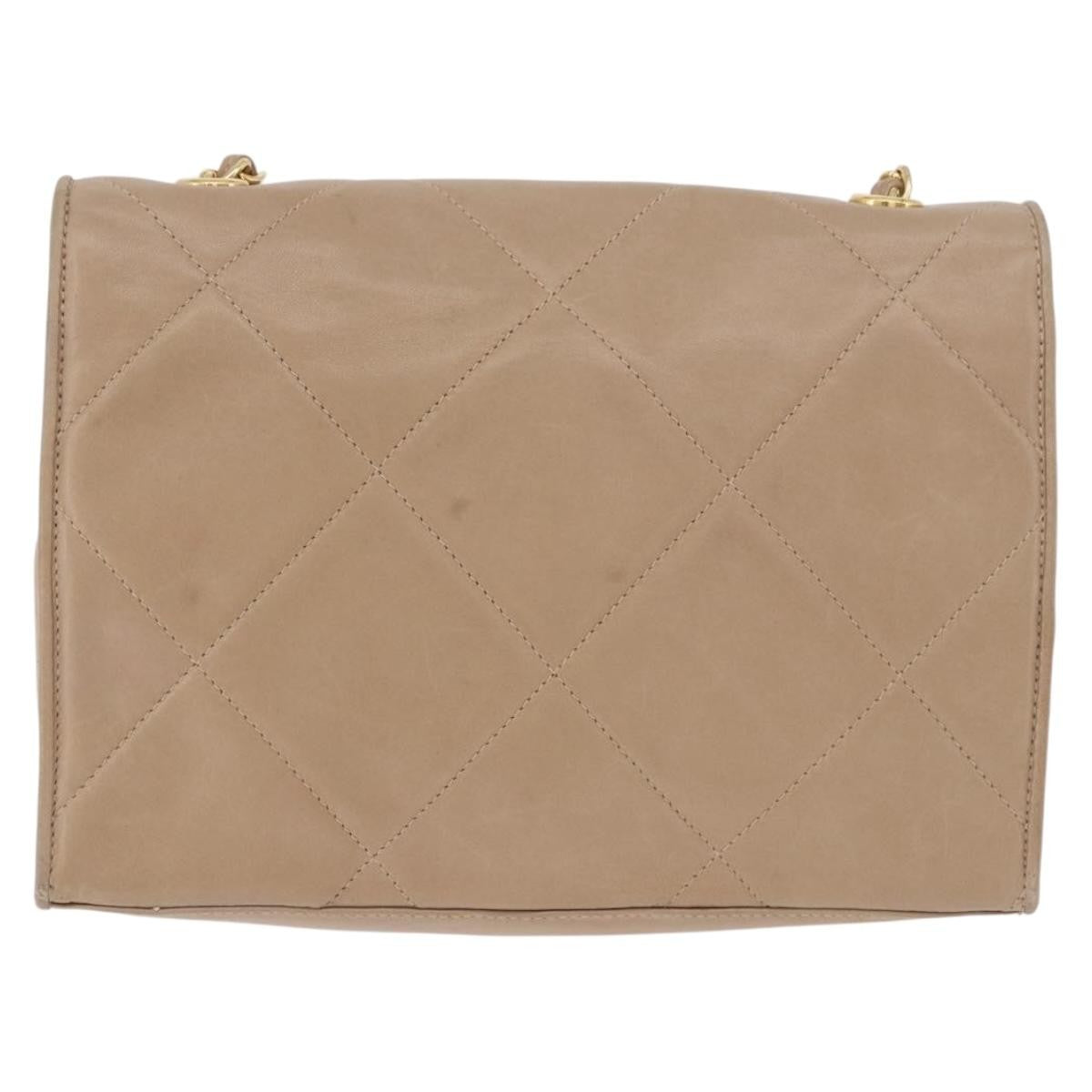 Chanel Chanel Flap Chain Shoulder Bag Leather Beige Leather Shoulder Bag Bag (Authentic Pre-Loved)