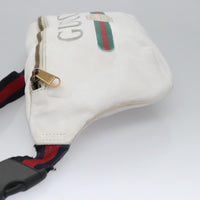 Gucci Logo Belt Bag Printed Leather White Leather Shoulder Bag Bag (Authentic Pre-Loved)