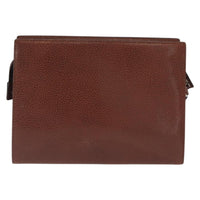 Salvatore Ferragamo Vintage Clutch Bag Leather Brown Leather Clutche & Pouche Bag (Authentic Pre-Loved)