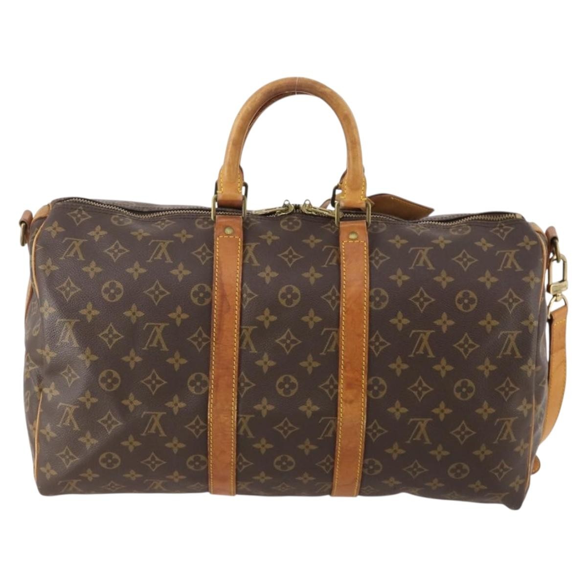 Louis Vuitton Keepall Bandouliere Bag Monogram Canvas Brown Canvas Travel Bag Bag (Pre-Loved)