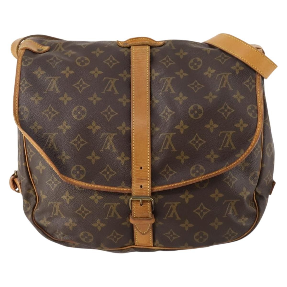 Louis Vuitton Saumur Handbag Monogram Canvas Brown Canvas Shoulder Bag Bag (Pre-Loved)