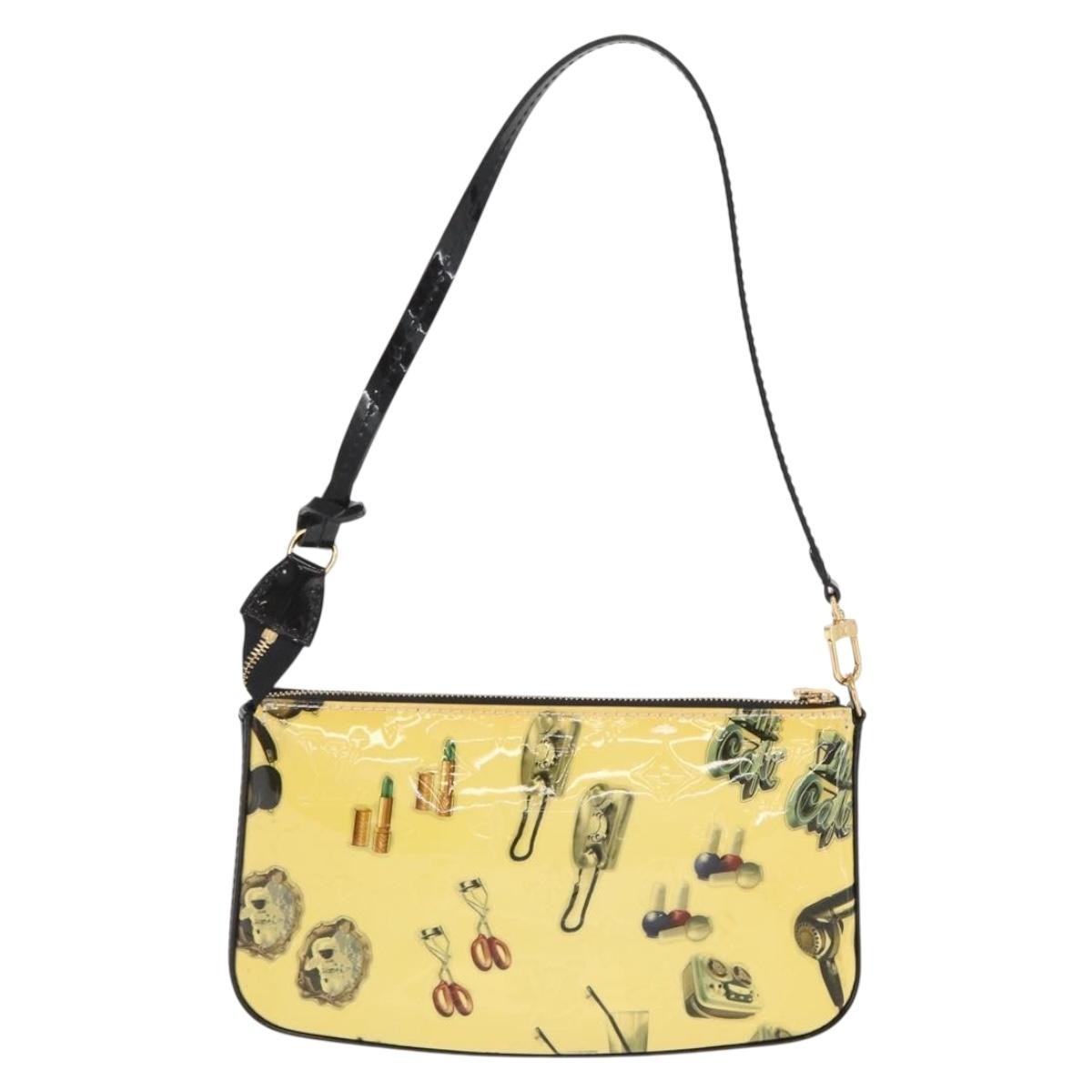 Louis Vuitton Pochette Accessoires Nm Limited Edition Stickers Monogram Vernis Yellow Patent_Leather Clutche & Pouche Bag (Authentic Pre-Loved)
