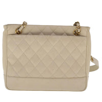 Chanel Vintage Slit Pocket Shoulder Bag Quilted Caviar Beige Leather Shoulder Bag Bag (Authentic Pre-Loved)