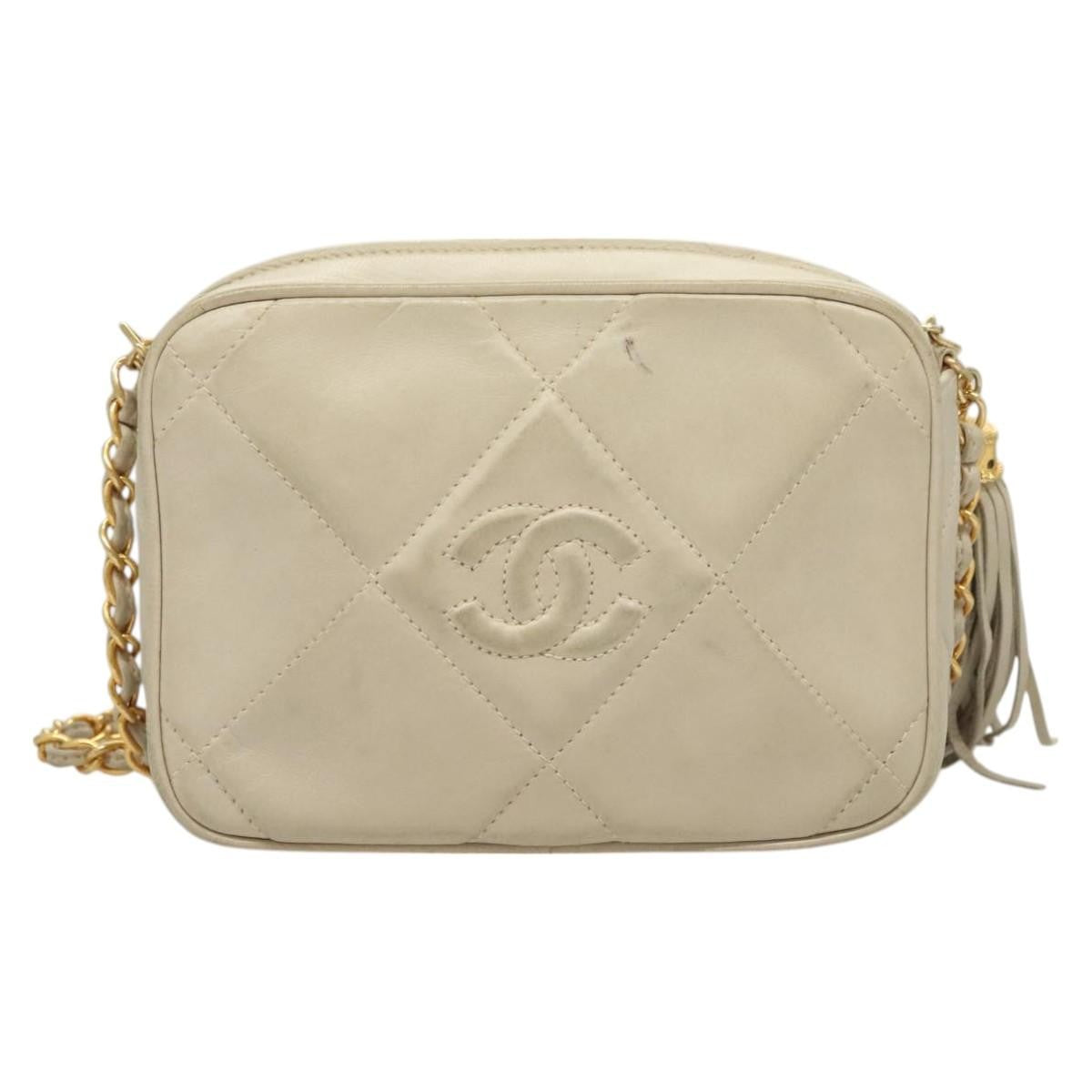 Chanel Vintage Diamond Cc Camera Bag Quilted Lambskin Beige Leather Shoulder Bag Bag (Authentic Pre-Loved)