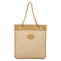 Chanel Chain Handle Bag Leather Beige Leather Tote Bag Bag (Pre-Loved)