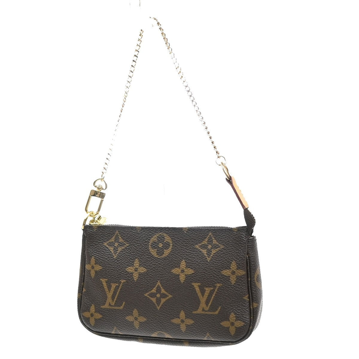 Louis Vuitton Mini Pochette Accessoires Canvas Brown Leather Clutche & Pouche Bag (Pre-Loved)