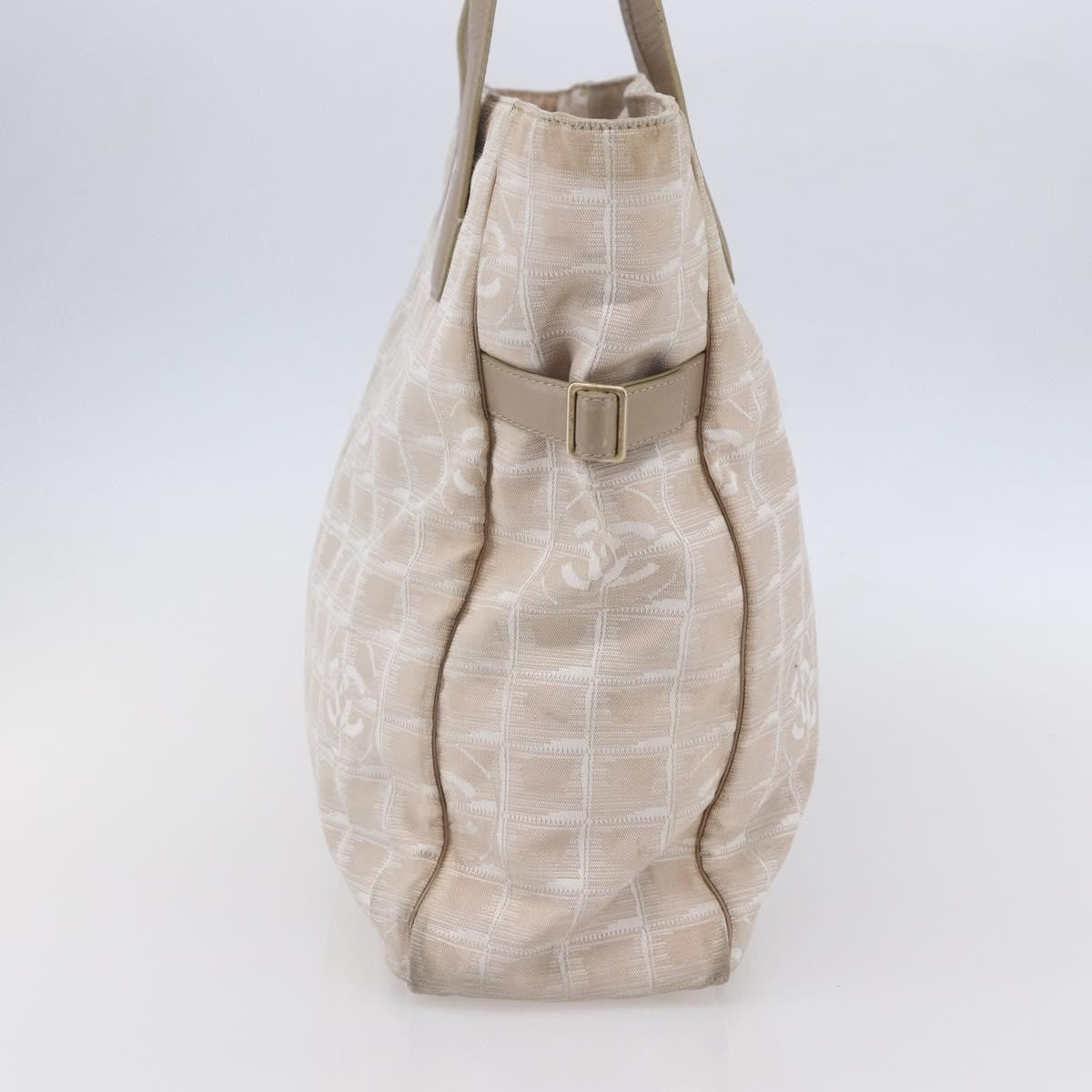Chanel Travel Line Tote Nylon Beige Nylon Tote Bag Bag (Pre-Loved)