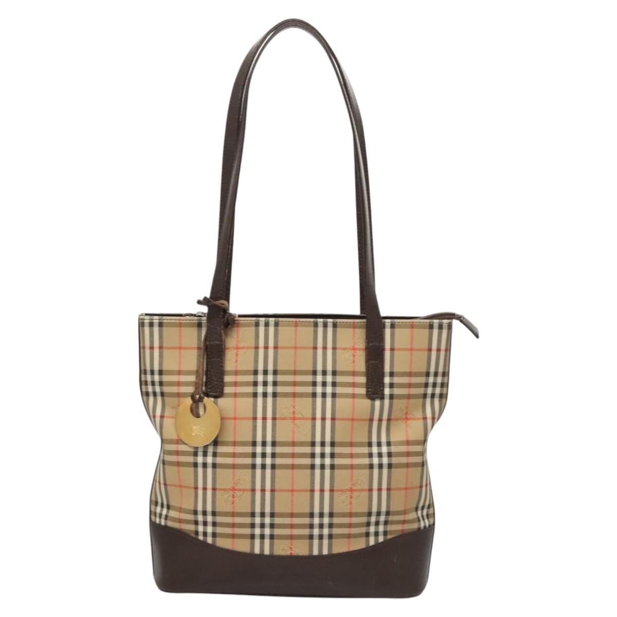 Burberry Nova Check Shoulder Bag Canvas And Leather Beige Canvas Shoulder Bag Bag (Authentic Pre-Loved)