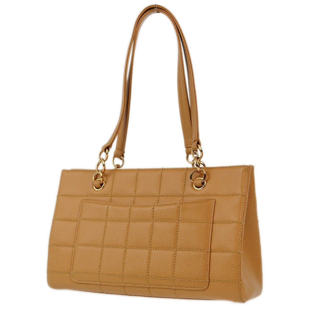 Chanel Vintage Chocolate Bar Zip Around Tote Quilted Calfskin Beige Leather Tote Bag Bag (Authentic Pre-Loved)