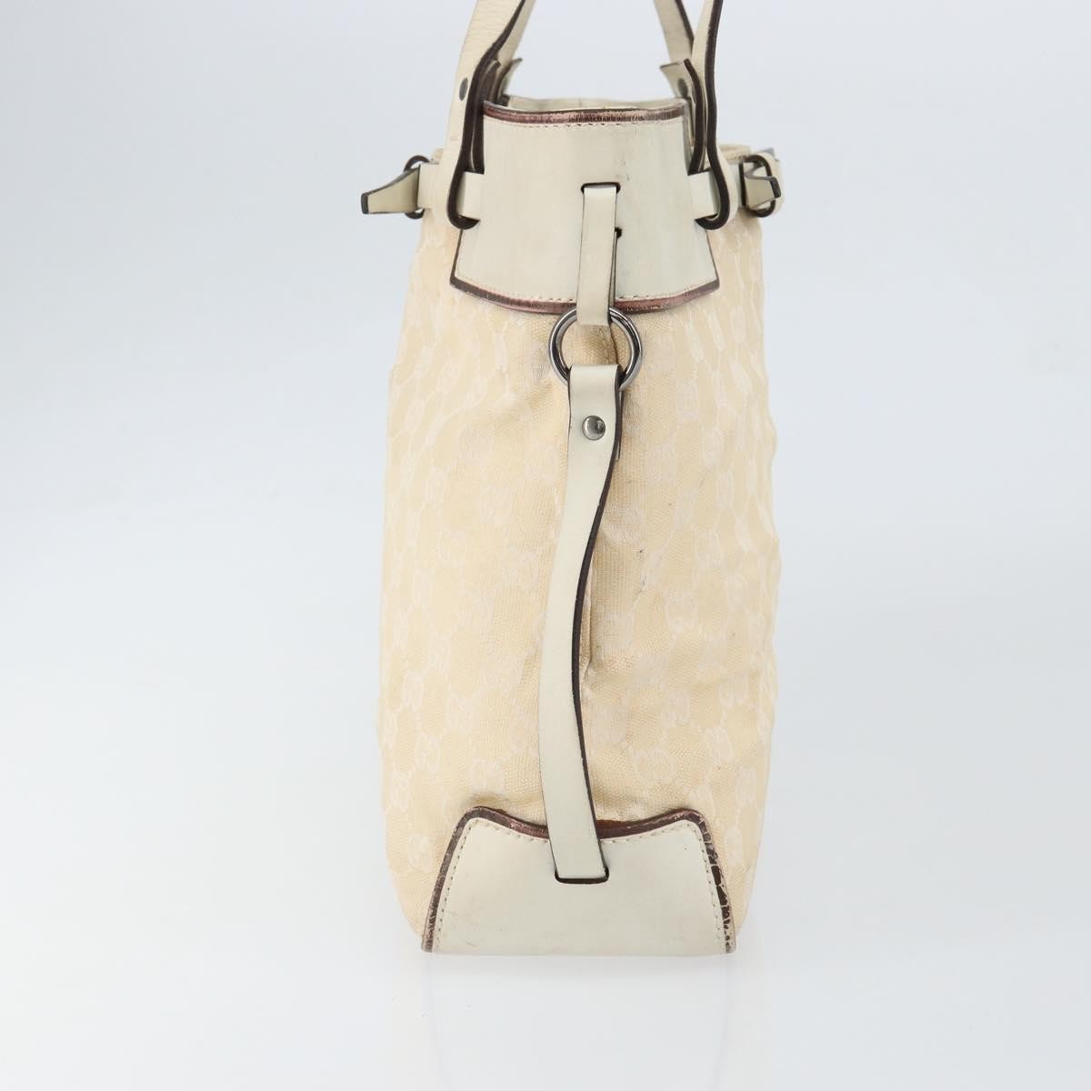 Gucci Belted Bucket Tote Gg Canvas With Leather Beige Canvas Tote Bag Bag (Pre-Loved)
