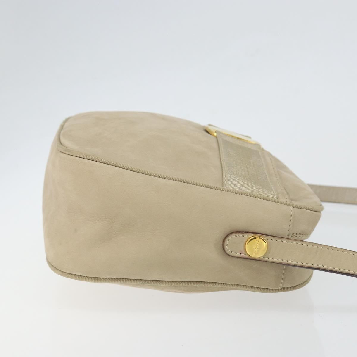 Salvatore Ferragamo Vala Shoulder Bag Suede Beige Suede Shoulder Bag Bag (Pre-Loved)