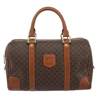 Celine Vintage Macadam Boston Bag Canvas Brown Canvas Handbag (Authentic Pre-Loved)
