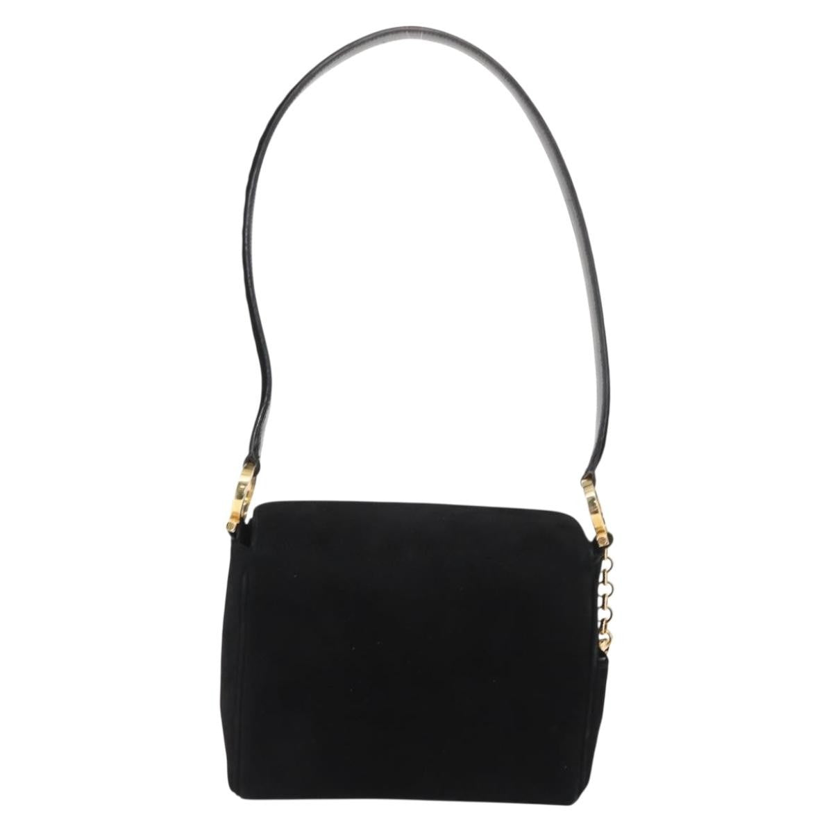 Salvatore Ferragamo Gancini Shoulder Bag Suede Black Suede Shoulder Bag Bag (Authentic Pre-Loved)