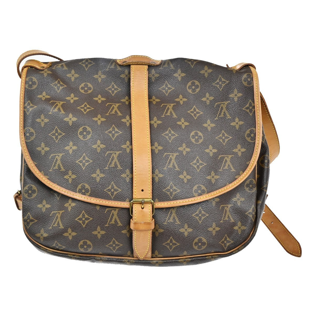 Louis Vuitton Saumur Handbag Monogram Canvas Brown Canvas Shoulder Bag Bag (Pre-Loved)