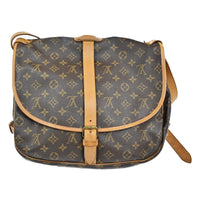 Louis Vuitton Saumur Handbag Monogram Canvas Brown Canvas Shoulder Bag Bag (Pre-Loved)