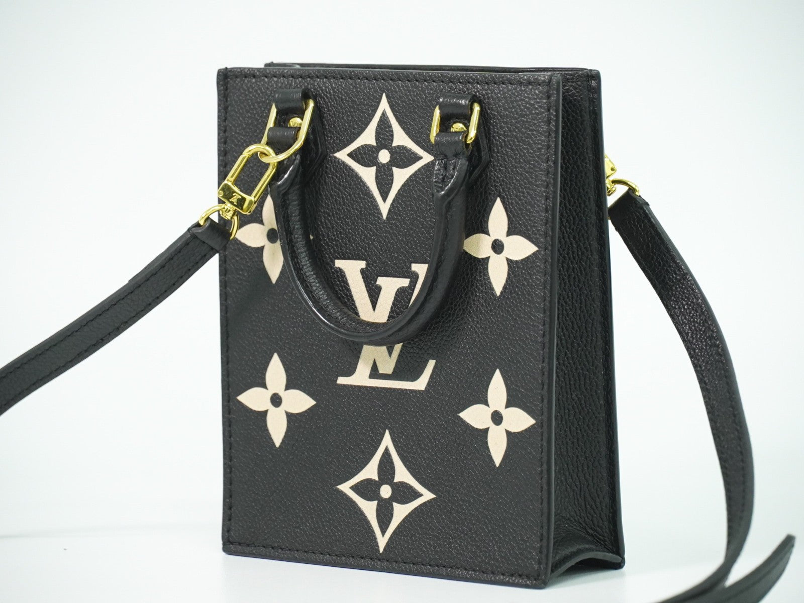 Louis Vuitton Louis Vuitton Petit Sac Plat Bag Bicolor Monogram Empreinte Giant Black Leather Tote Bag Bag (Pre-Loved)
