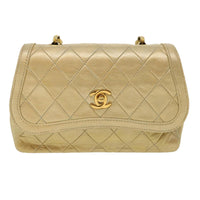 Chanel Vintage Cc Chain Flap Bag Quilted Lambskin Gold Leather Shoulder Bag Bag (Pre-Loved)