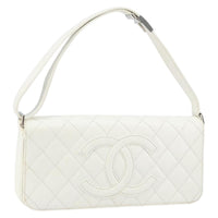 Chanel Vintage Timeless Cc Adjustable Shoulder Bag Quilted Calfskin White Leather Shoulder Bag Bag (Authentic Pre-Loved)