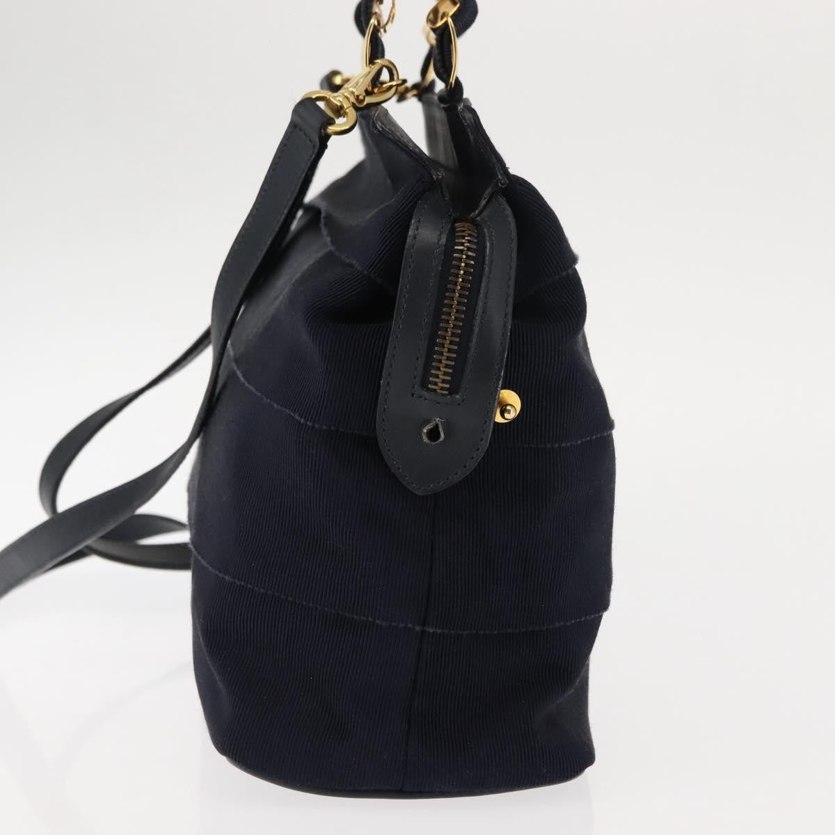 Salvatore Ferragamo Vala Handbag Canvas Navy Canvas Handbag (Authentic Pre-Loved)
