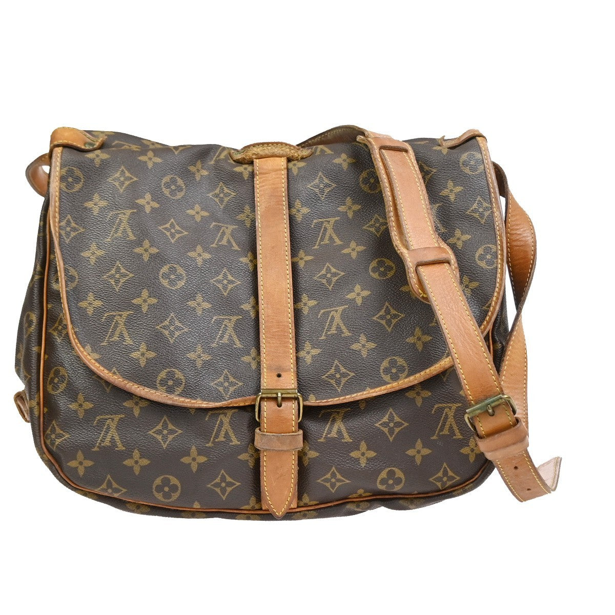 Louis Vuitton Louis Vuitton Saumur Handbag Monogram Canvas Brown Leather Shoulder Bag Bag (Pre-Loved)