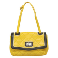 Chanel Two Tone Mademoiselle Lock Flap Bag Quilted Lambskin Yellow Leather Shoulder Bag Bag (Authentic Pre-Loved)