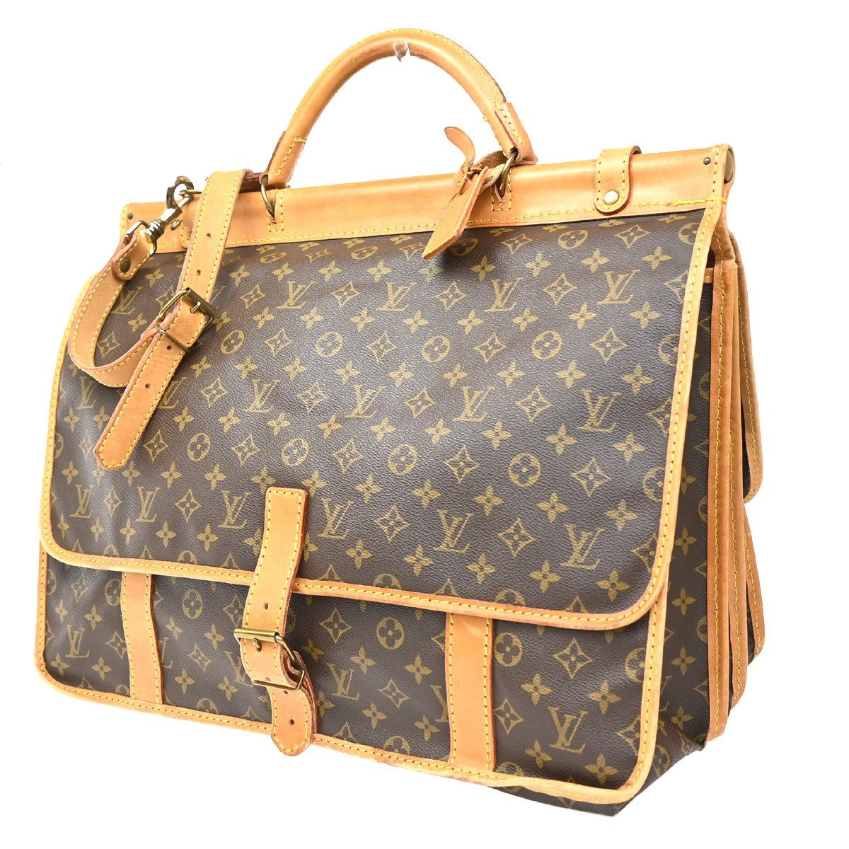 Louis Vuitton Sac Chasse Hunting Bag Monogram Canvas Brown Canvas Briefcase Bag (Authentic Pre-Loved)