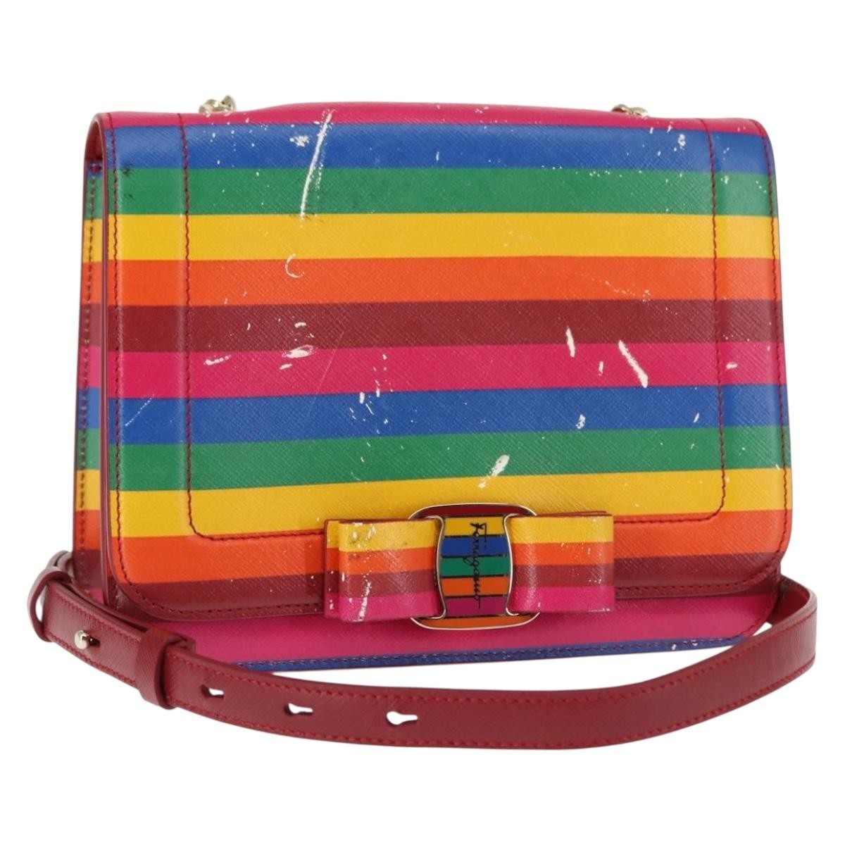 Salvatore Ferragamo Vara Bow Crossbody Bag Leather Multicolour Leather Shoulder Bag Bag (Authentic Pre-Loved)