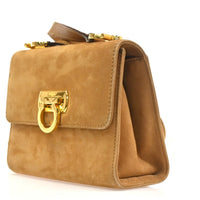Salvatore Ferragamo Gancini Shoulder Bag Suede Brown Suede Shoulder Bag Bag (Authentic Pre-Loved)