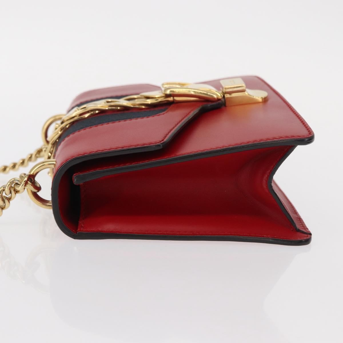 Gucci Sylvie Chain Shoulder Bag Leather Red Leather Shoulder Bag Bag (Pre-Loved)