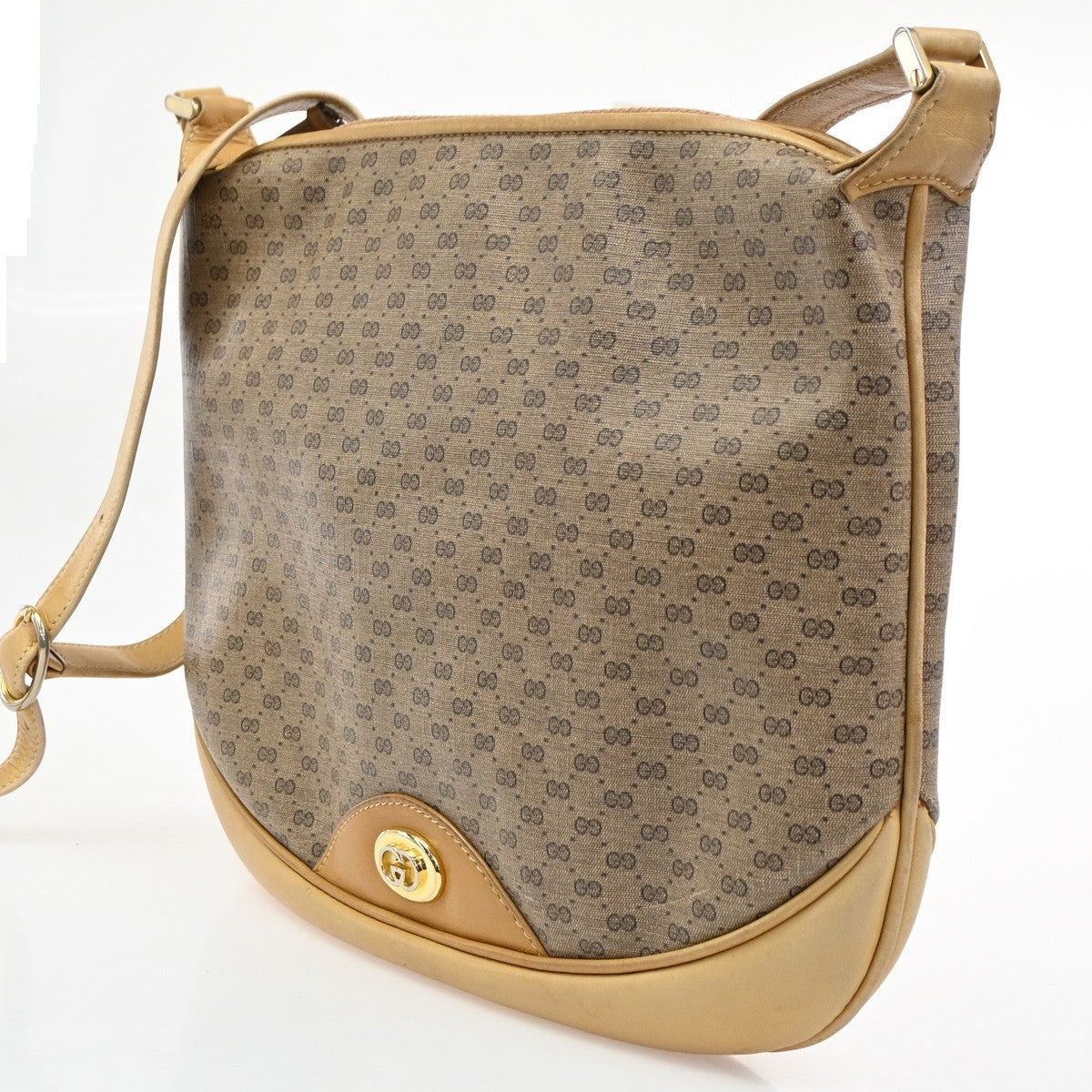 Gucci Vintage Shoulder Bag Gg Coated Canvas Brown Pvc Shoulder Bag Bag (Authentic Pre-Loved)