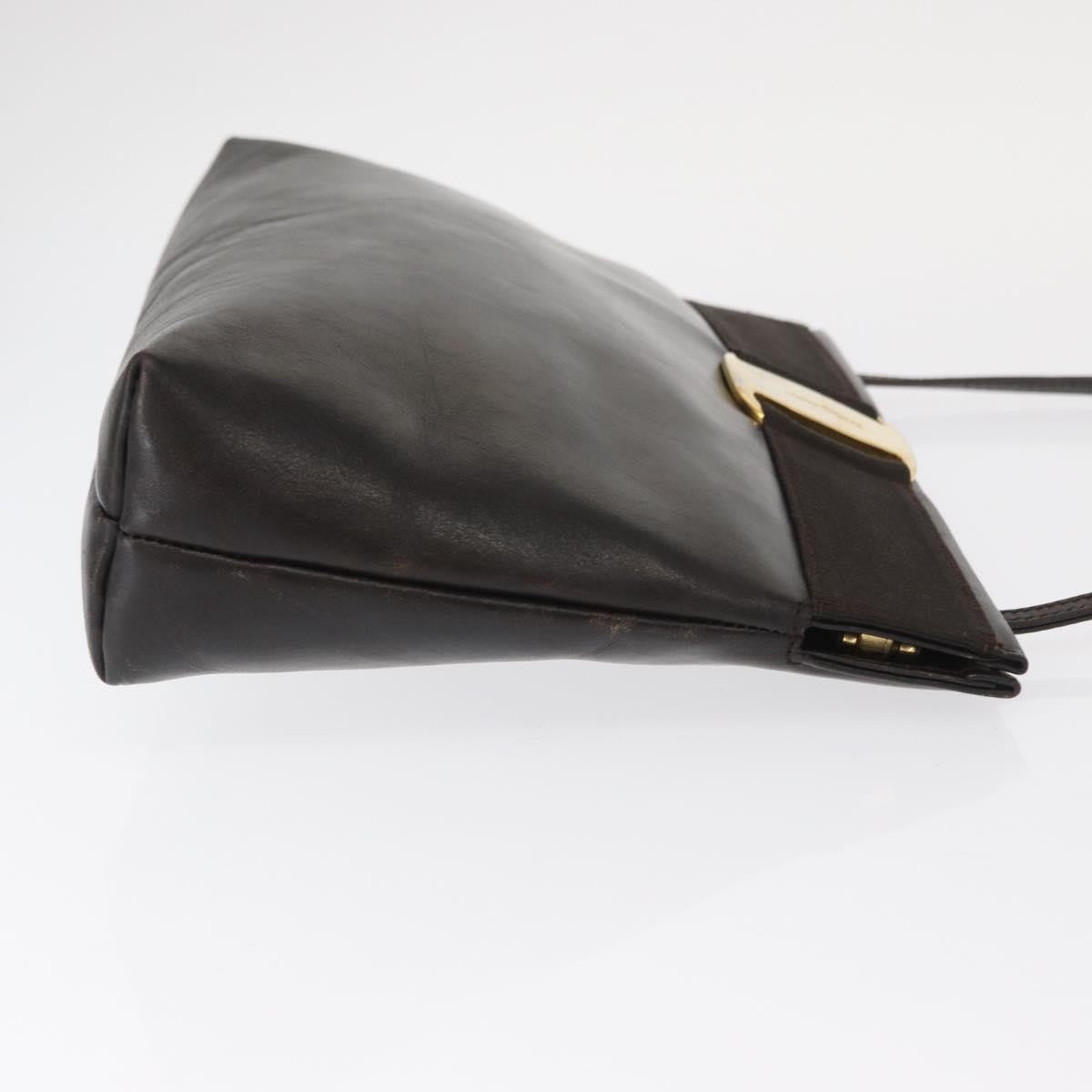 Salvatore Ferragamo Vala Shoulder Bag Leather Brown Leather Shoulder Bag Bag (Authentic Pre-Loved)