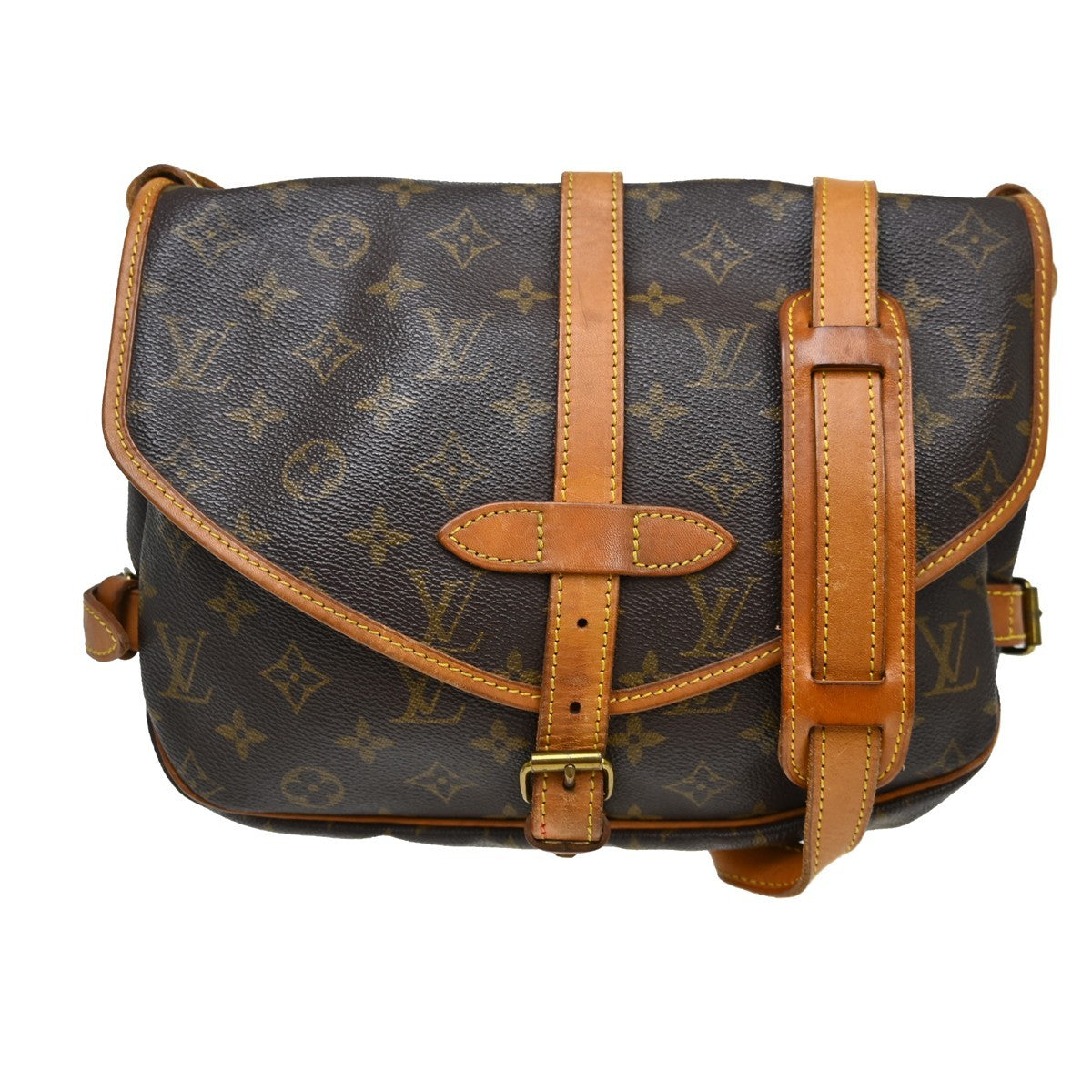 Louis Vuitton Saumur Handbag Monogram Canvas Brown Canvas Shoulder Bag Bag (Authentic Pre-Loved)