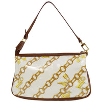Louis Vuitton Charms Pochette Pvc Over Printed Silk Brown Leather Clutche & Pouche Bag (Authentic Pre-Loved)