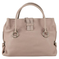 Salvatore Ferragamo Gancini Shoulder Bag Leather Beige Leather Shoulder Bag Bag (Authentic Pre-Loved)