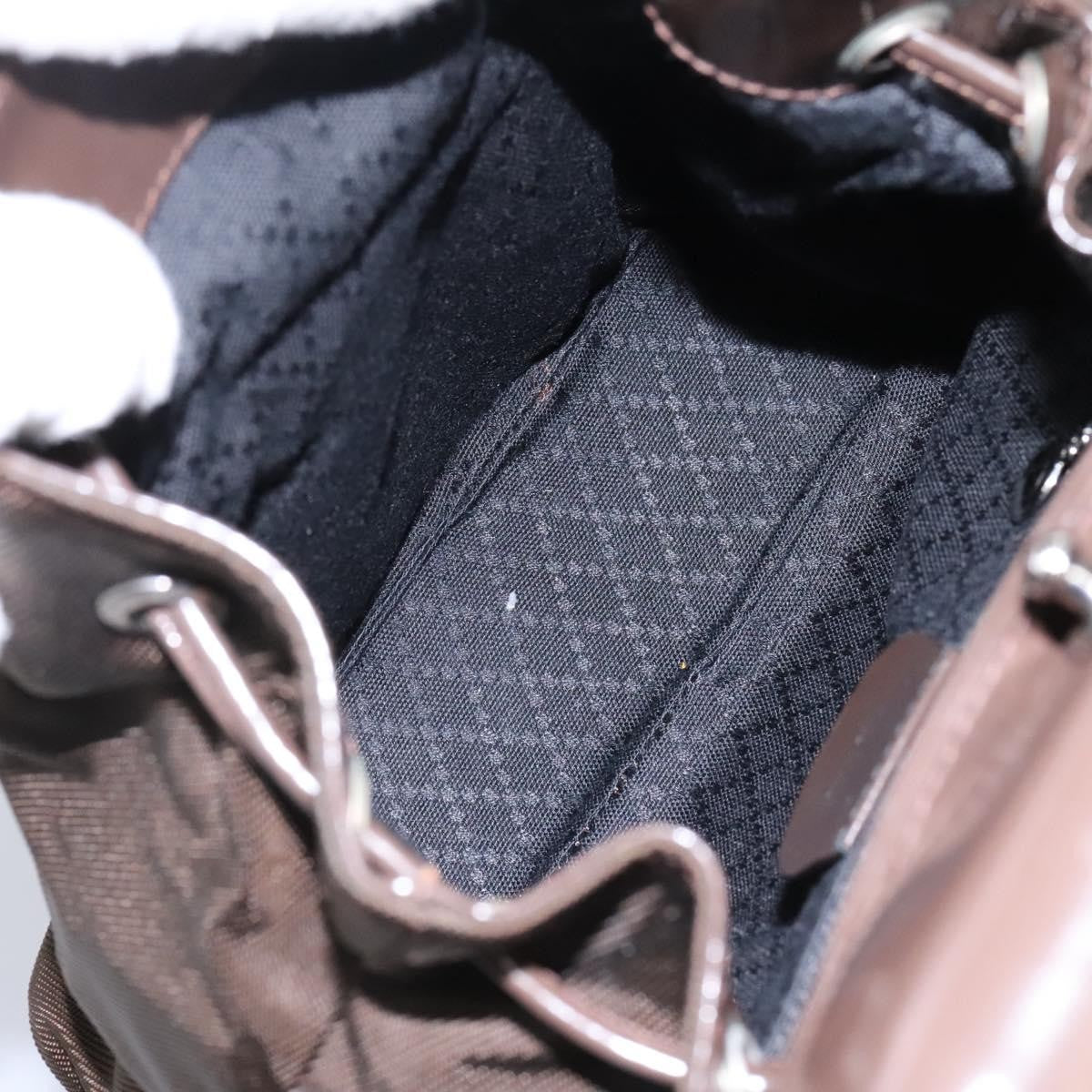 Gucci Vintage Bamboo Backpack Nylon And Patent Leather Brown Nylon Backpack Bag (Authentic Pre-Loved)