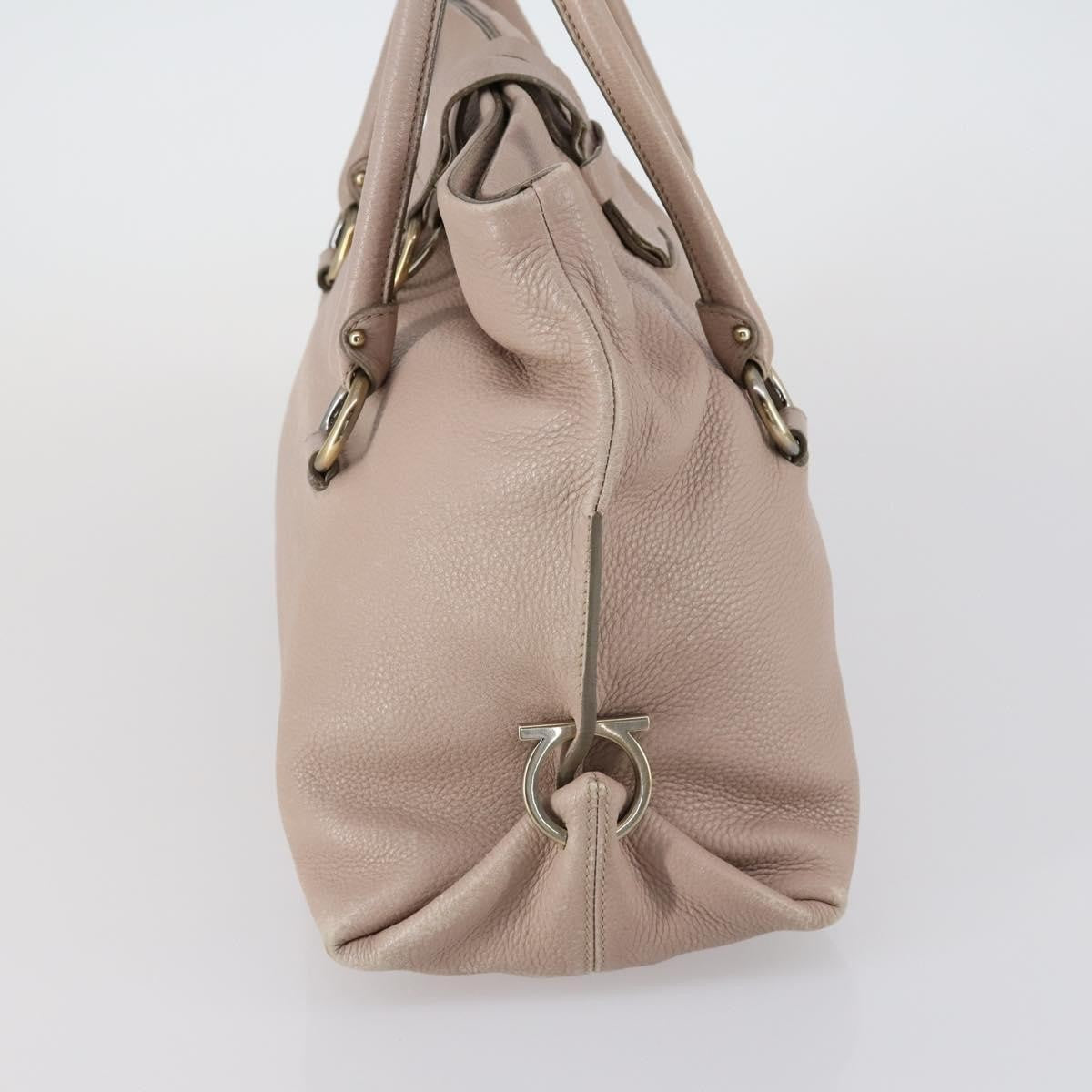 Salvatore Ferragamo Gancini Shoulder Bag Leather Beige Leather Shoulder Bag Bag (Authentic Pre-Loved)