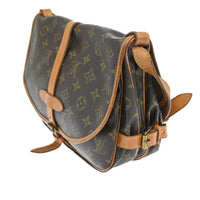 Louis Vuitton Saumur Handbag Monogram Canvas Brown Canvas Shoulder Bag Bag (Pre-Loved)