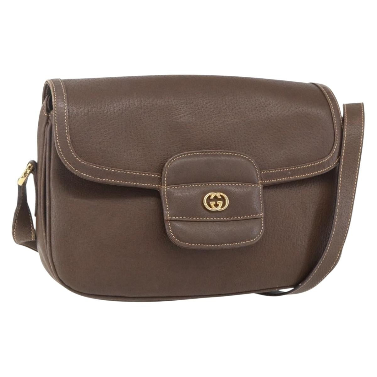 Gucci Vintage Shoulder Bag Leather Brown Leather Shoulder Bag Bag (Pre-Loved)