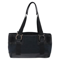Salvatore Ferragamo Gancini Tote Canvas Black Canvas Tote Bag Bag (Authentic Pre-Loved)