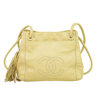 Chanel Vintage Cc Tassel Shoulder Bag Lambskin Beige Leather Shoulder Bag Bag (Authentic Pre-Loved)