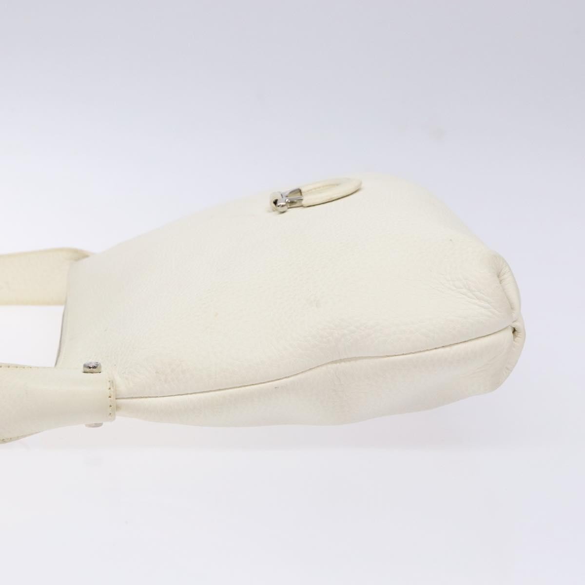 Salvatore Ferragamo Gancini Shoulder Bag Leather White Leather Shoulder Bag Bag (Authentic Pre-Loved)