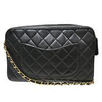 Chanel Vintage Square Classic Single Flap Bag Quilted Lambskin Black Leather Shoulder Bag Bag (Authentic Pre-Loved)