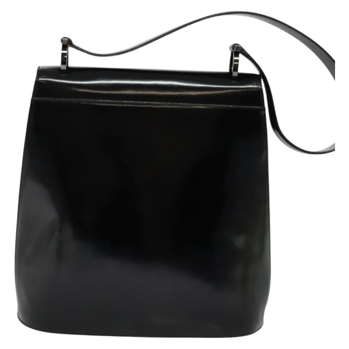 Salvatore Ferragamo Gancini Shoulder Bag Patent Leather Black Patent_Leather Shoulder Bag Bag (Authentic Pre-Loved)