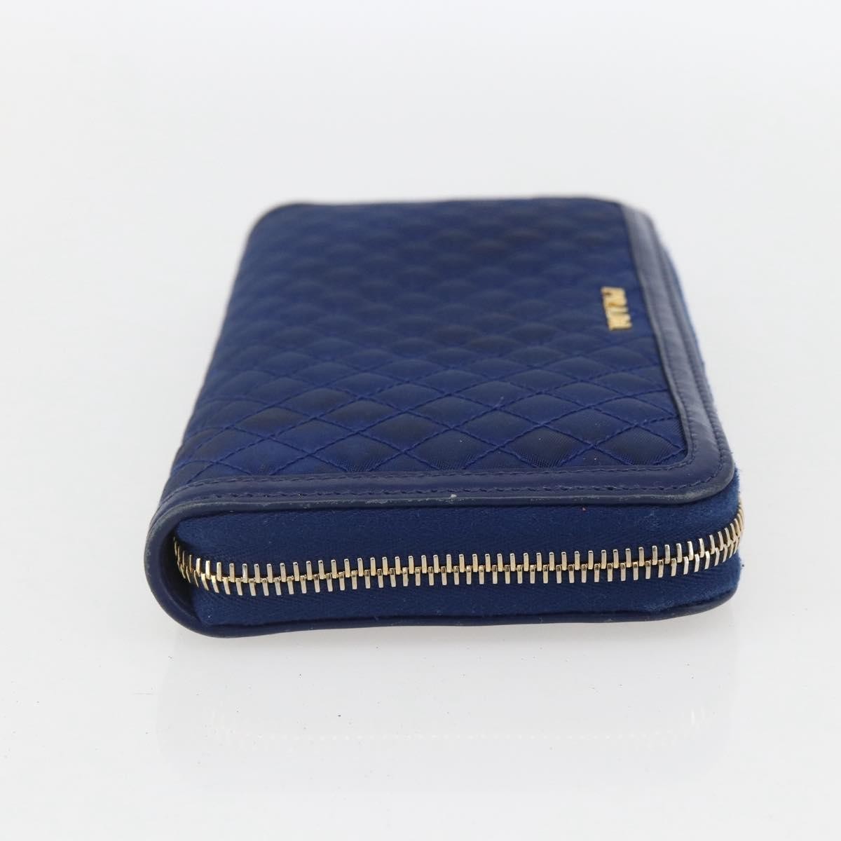 Prada Zip Around Organizer Wallet Saffiano Leather With Applique Blue Leather Wallets Accessory (Authentic Pre-Loved)