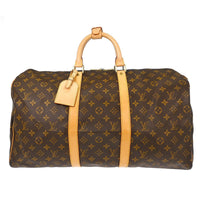 Louis Vuitton Keepall Bag Monogram Canvas Brown Canvas Travel Bag Bag (Authentic Pre-Loved)