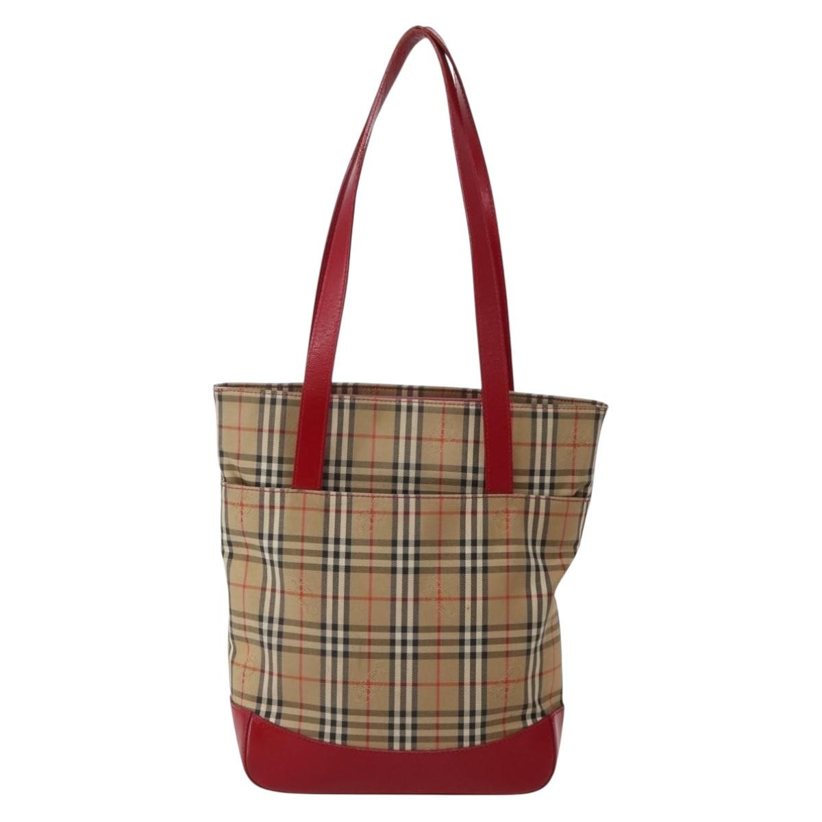 Burberry Nova Check Tote Canvas Check Pattern Beige Canvas Tote Bag Bag (Pre-Loved)